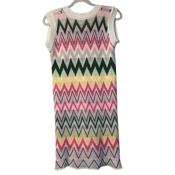 Vintage Mod Chevron Zig Zag Knit Sheath Mini Dress - Picture 2 of 13